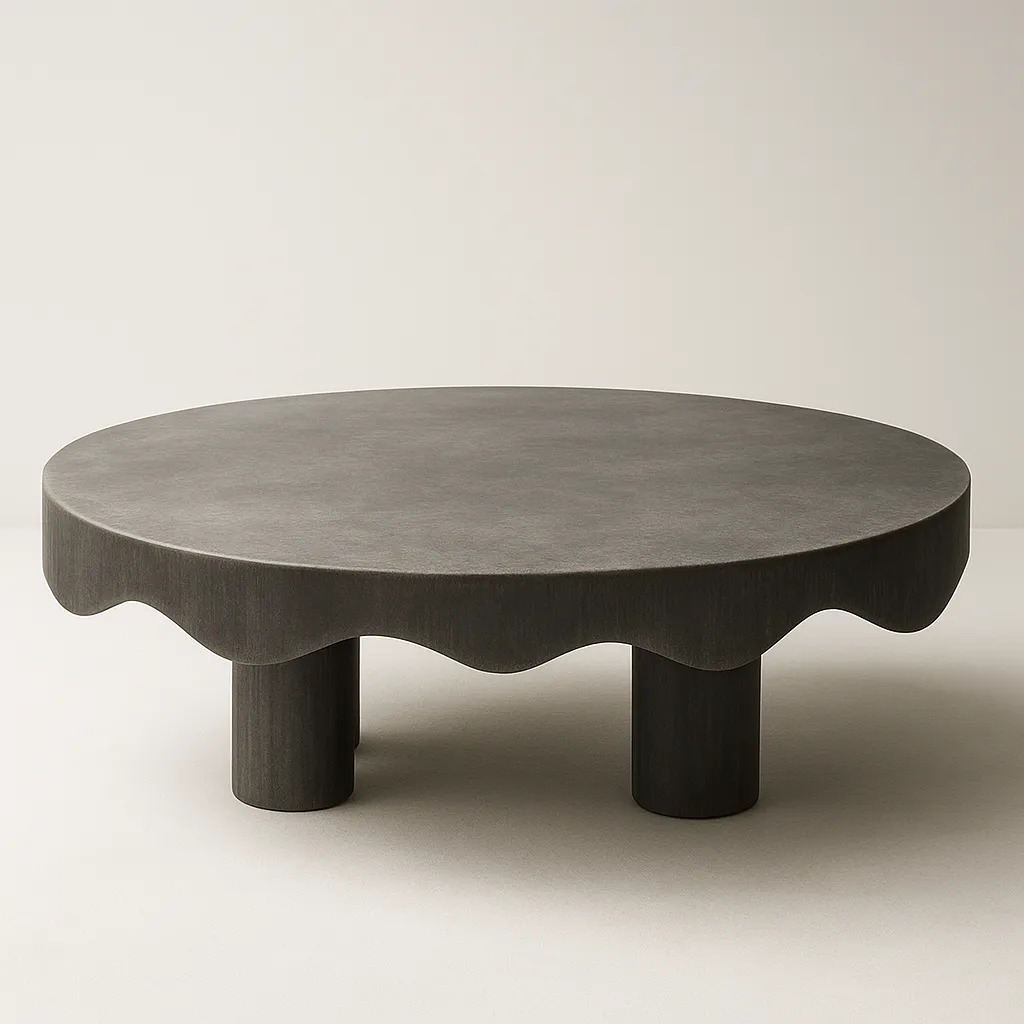 Melt Cast Metal Table in cast oxidized aluminum with signature dripping edges